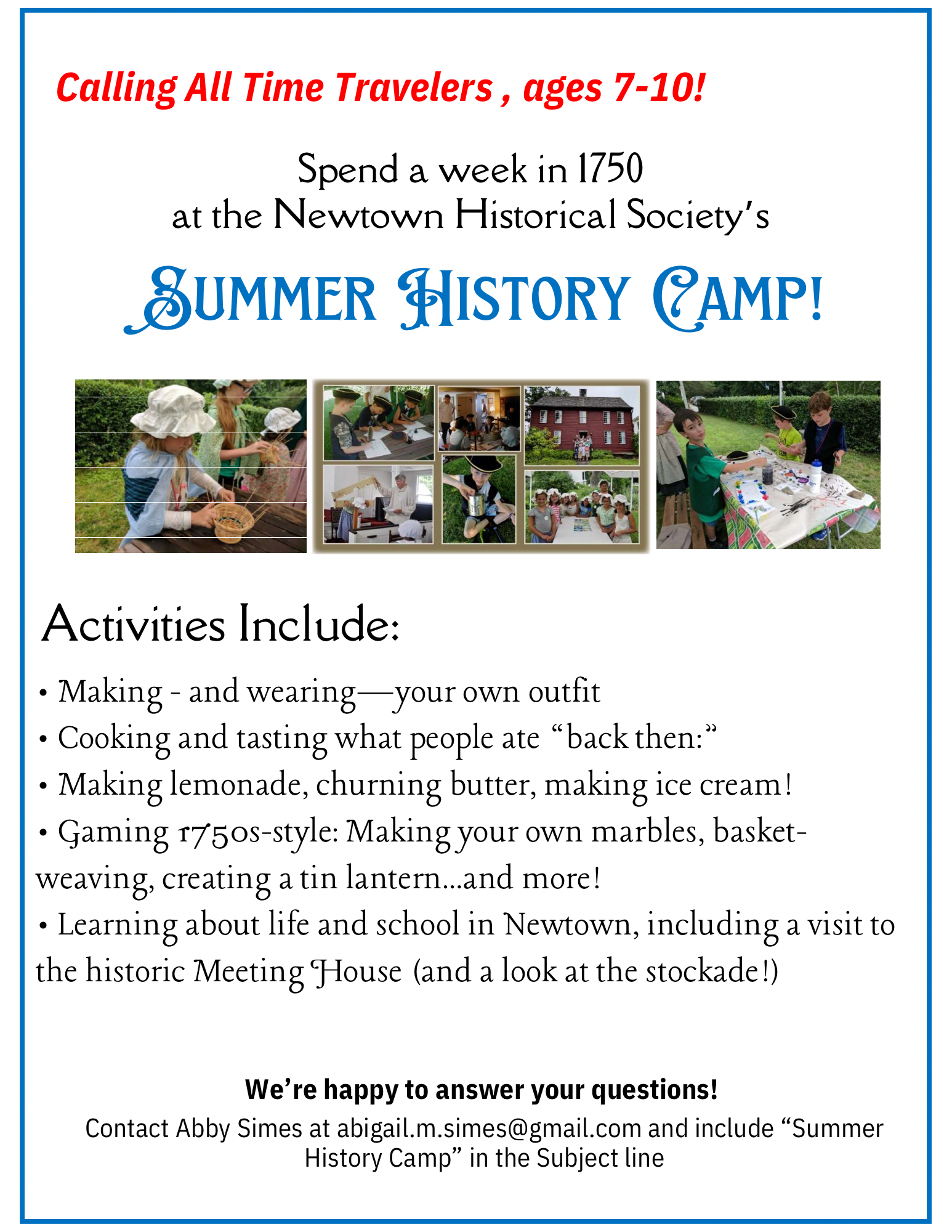 Summer History Camp Poster
